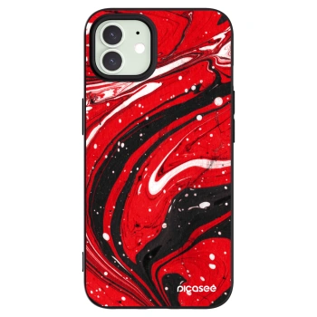 Picasee silikonowe czarne etui na Apple iPhone 12 - Red black