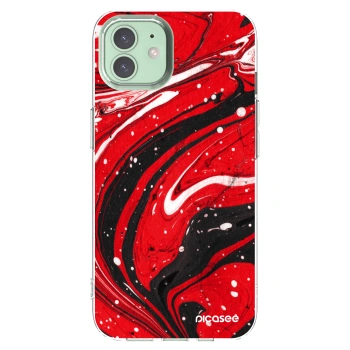 Picasee silikonowe przeźroczyste etui na Apple iPhone 12 - Red black