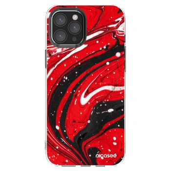Picasee silikonowe przeźroczyste etui na Apple iPhone 12 Pro Max - Red black