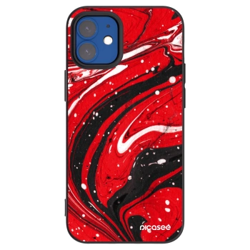 Picasee silikonowe czarne etui na Apple iPhone 12 mini - Red black