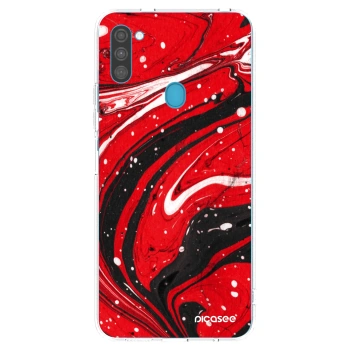 Picasee silikonowe przeźroczyste etui na Samsung Galaxy M11 - Red black