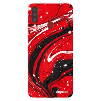 Picasee silikonowe przeźroczyste etui na Samsung Galaxy A20s - Red black