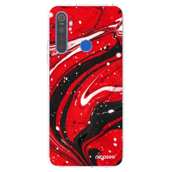 Picasee silikonowe przeźroczyste etui na Realme 5 - Red black