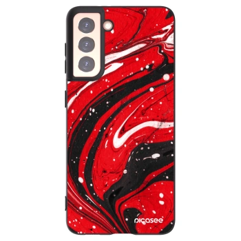 Picasee silikonowe czarne etui na Samsung Galaxy S21 5G G991B - Red black