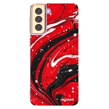 Picasee silikonowe przeźroczyste etui na Samsung Galaxy S21+ 5G G996F - Red black