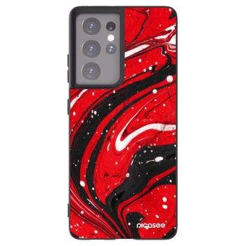 Picasee silikonowe czarne etui na Samsung Galaxy S21 Ultra 5G G998B - Red black