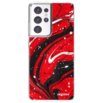 Picasee silikonowe przeźroczyste etui na Samsung Galaxy S21 Ultra 5G G998B - Red black