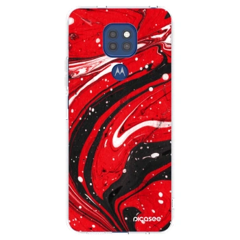 Picasee silikonowe przeźroczyste etui na Motorola Moto G9 Play - Red black