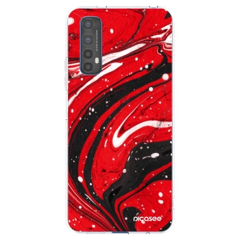 Picasee silikonowe przeźroczyste etui na Realme 7 - Red black