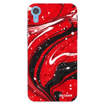 Picasee silikonowe przeźroczyste etui na Apple iPhone XR - Red black