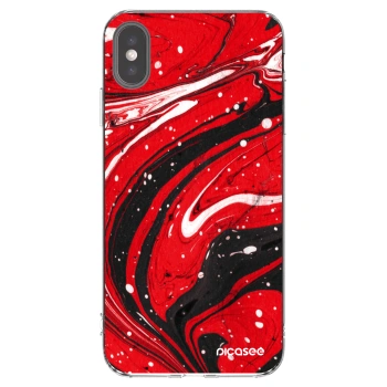 Picasee silikonowe przeźroczyste etui na Apple iPhone XS Max - Red black