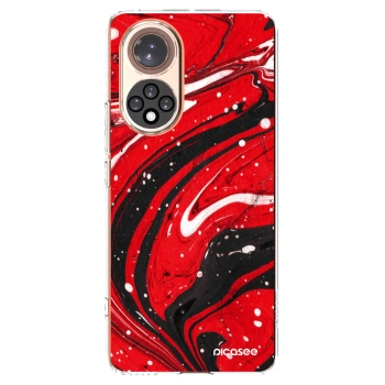 Picasee silikonowe przeźroczyste etui na Honor 50 5G - Red black