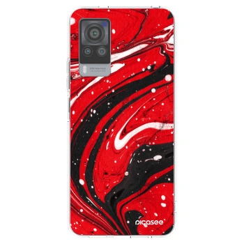 Picasee silikonowe przeźroczyste etui na Vivo X60 Pro 5G - Red black