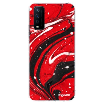 Picasee silikonowe przeźroczyste etui na Vivo Y11s - Red black