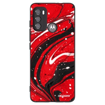 Picasee silikonowe czarne etui na Motorola Moto G60 - Red black