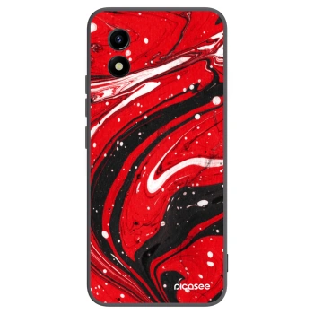 Picasee silikonowe czarne etui na Vivo Y01 - Red black