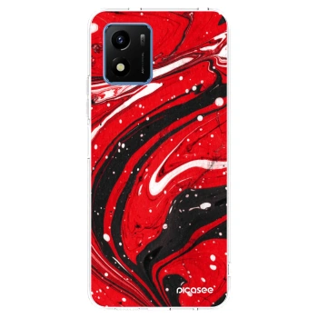 Picasee silikonowe przeźroczyste etui na Vivo Y01 - Red black