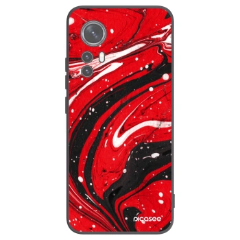 Picasee silikonowe czarne etui na Xiaomi 12X - Red black