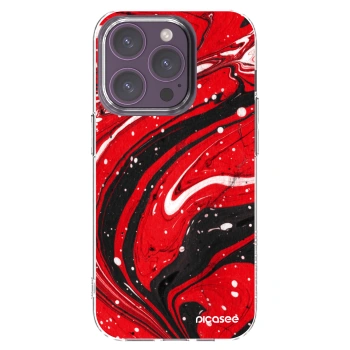 Picasee silikonowe przeźroczyste etui na Apple iPhone 14 Pro - Red black