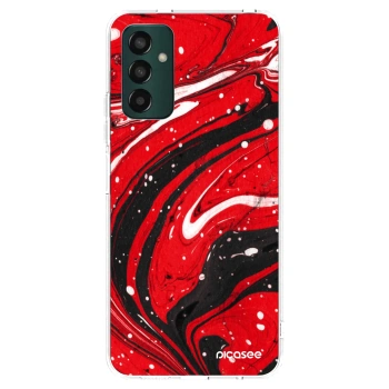 Picasee silikonowe przeźroczyste etui na Samsung Galaxy M13 M135F - Red black