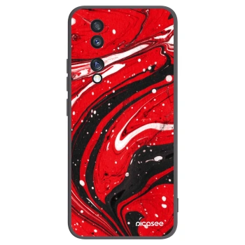 Picasee silikonowe czarne etui na Honor 70 - Red black