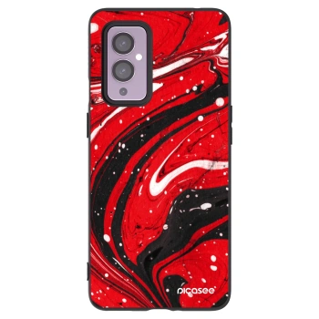 Picasee silikonowe czarne etui na OnePlus 9 - Red black