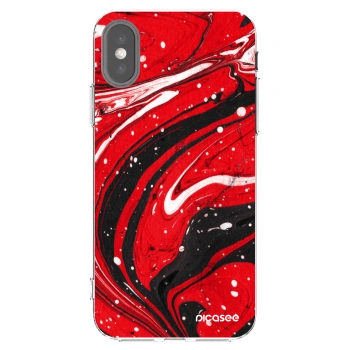 Picasee silikonowe przeźroczyste etui na Apple iPhone X/XS - Red black