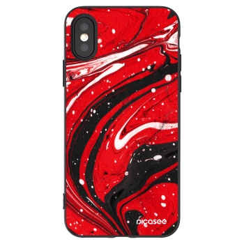 Picasee silikonowe czarne etui na Apple iPhone X/XS - Red black
