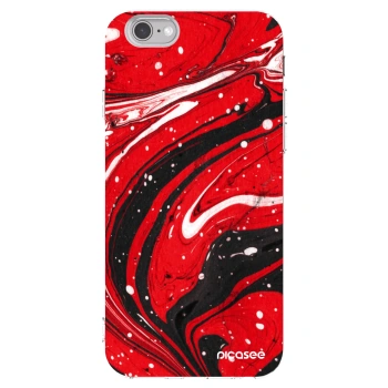 Picasee silikonowe przeźroczyste etui na Apple iPhone 6/6S - Red black