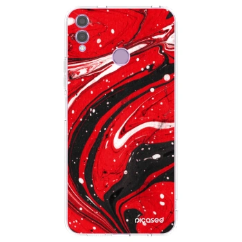 Picasee silikonowe przeźroczyste etui na Honor 8X - Red black