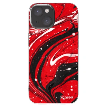 Picasee silikonowe przeźroczyste etui na Apple iPhone 15 - Red black