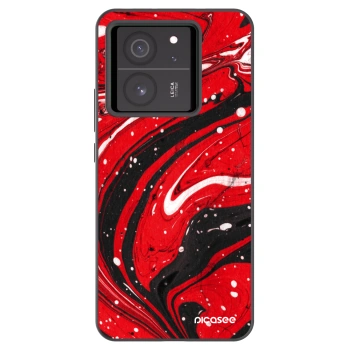 Picasee silikonowe czarne etui na Xiaomi 13T Pro - Red black