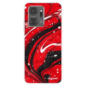 Picasee silikonowe przeźroczyste etui na Honor X7a - Red black
