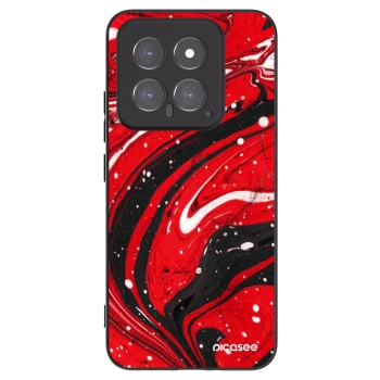 Picasee silikonowe czarne etui na Xiaomi 14 - Red black