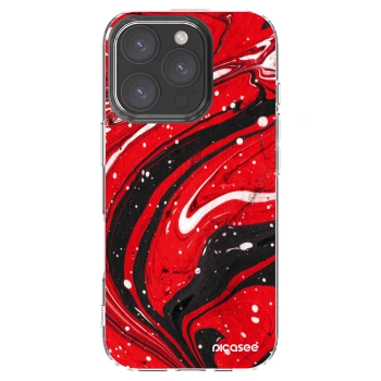 Picasee silikonowe przeźroczyste etui na Apple iPhone 16 Pro - Red black