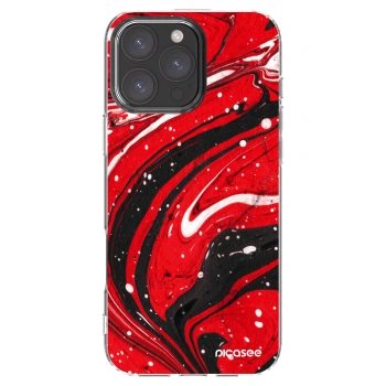 Picasee silikonowe przeźroczyste etui na Apple iPhone 16 Pro Max - Red black