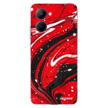 Picasee silikonowe przeźroczyste etui na Realme C33 (2023) - Red black