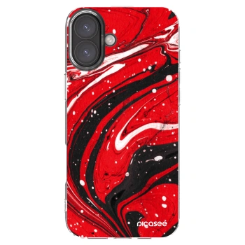 Picasee silikonowe przeźroczyste etui na Apple iPhone 16 Plus - Red black