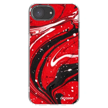 Picasee silikonowe przeźroczyste etui na Apple iPhone 16e - Red black