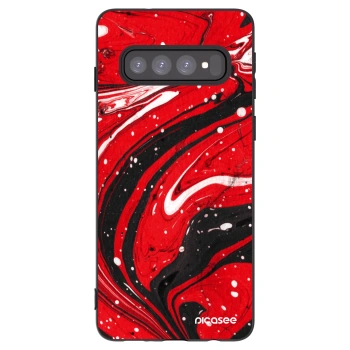 Picasee silikonowe czarne etui na Samsung Galaxy S10 G973 - Red black