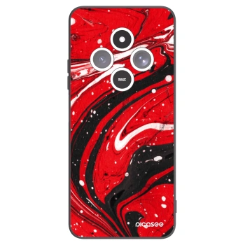 Picasee silikonowe czarne etui na Xiaomi Redmi 14C - Red black