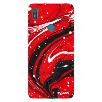 Picasee silikonowe przeźroczyste etui na Huawei Y7 2019 - Red black