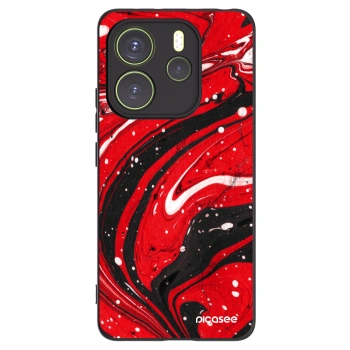 Picasee silikonowe czarne etui na Xiaomi Redmi Note 14 4G - Red black