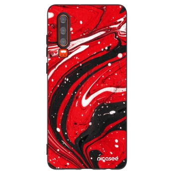 Picasee silikonowe czarne etui na Huawei P30 - Red black