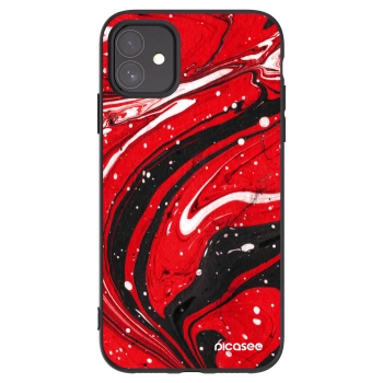 Picasee silikonowe czarne etui na Apple iPhone 11 - Red black