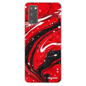 Picasee silikonowe przeźroczyste etui na Samsung Galaxy S20 G980F - Red black