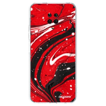 Picasee silikonowe przeźroczyste etui na Xiaomi Redmi Note 9 Pro - Red black