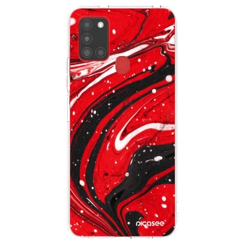 Picasee silikonowe przeźroczyste etui na Samsung Galaxy A21s - Red black