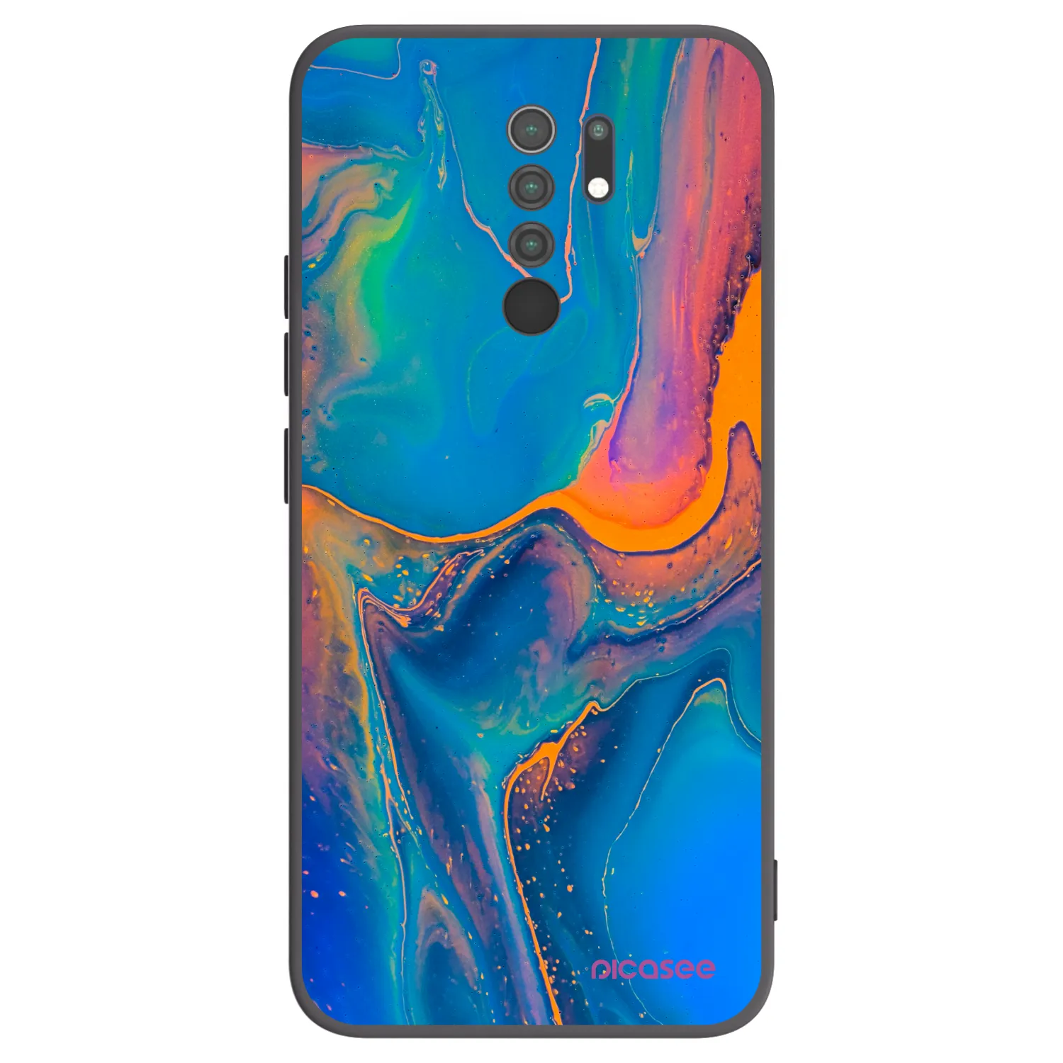 Picasee silikonowe czarne etui na Xiaomi Redmi 9 - Rainbow