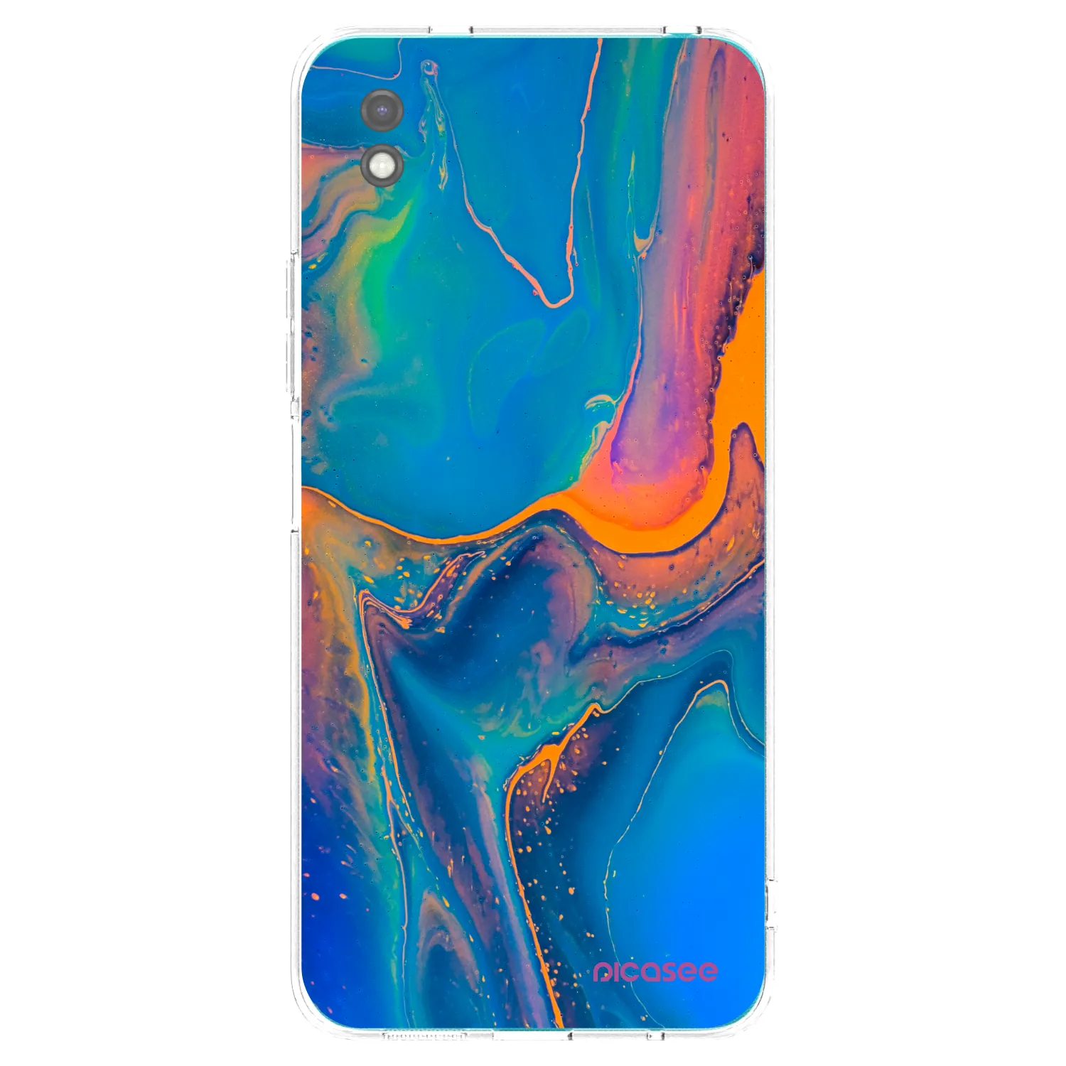 Picasee silikonowe czarne etui na Xiaomi Redmi 9A - Rainbow
